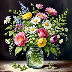 Beautiful bouquet of flowers in a vase