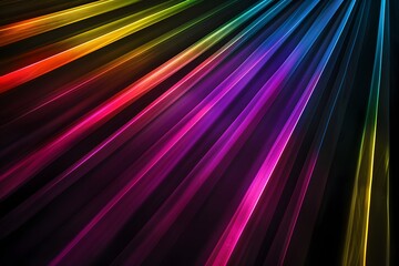 Multicolored rainbow rays light isolated on black background.	
