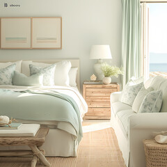 Charming Bedroom with Beachy Vibes and Sea Views for Relaxation and Tranquility