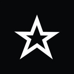 Obraz premium White Star Logo Vector in elegant Style with Black Background.