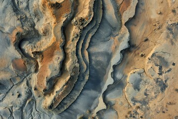 Obraz premium Overhead perspective of a rock formation on Mars, showcasing the unique topography of the Red Planet.
