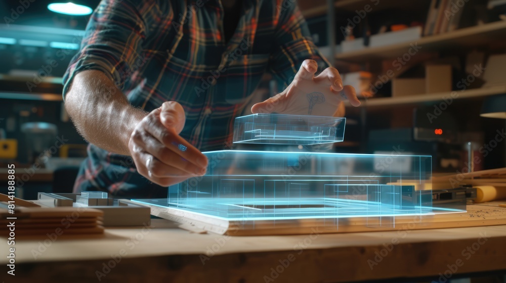 Poster professional digital engineer using artificial intelligent and digital holographic to design product