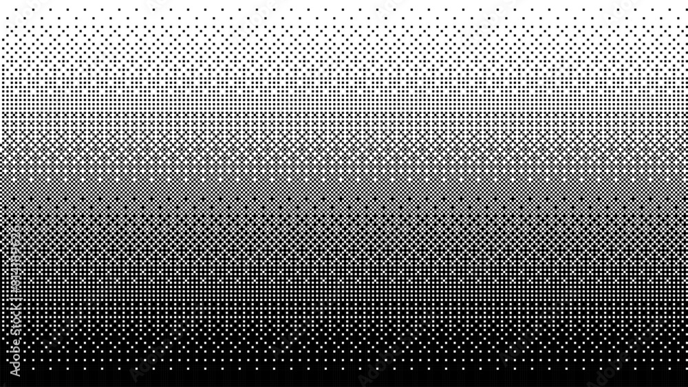 Poster Pixel art gradient, dot scattering, 8 Bit retro video arcade game style background. Dither matrix. Vector screensaver