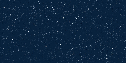 Space stars background, Cartoon starry illustration. Universe starry pattern with glowing stars and comets.Night sky constellations galaxy. Vector graphic. © hiten666