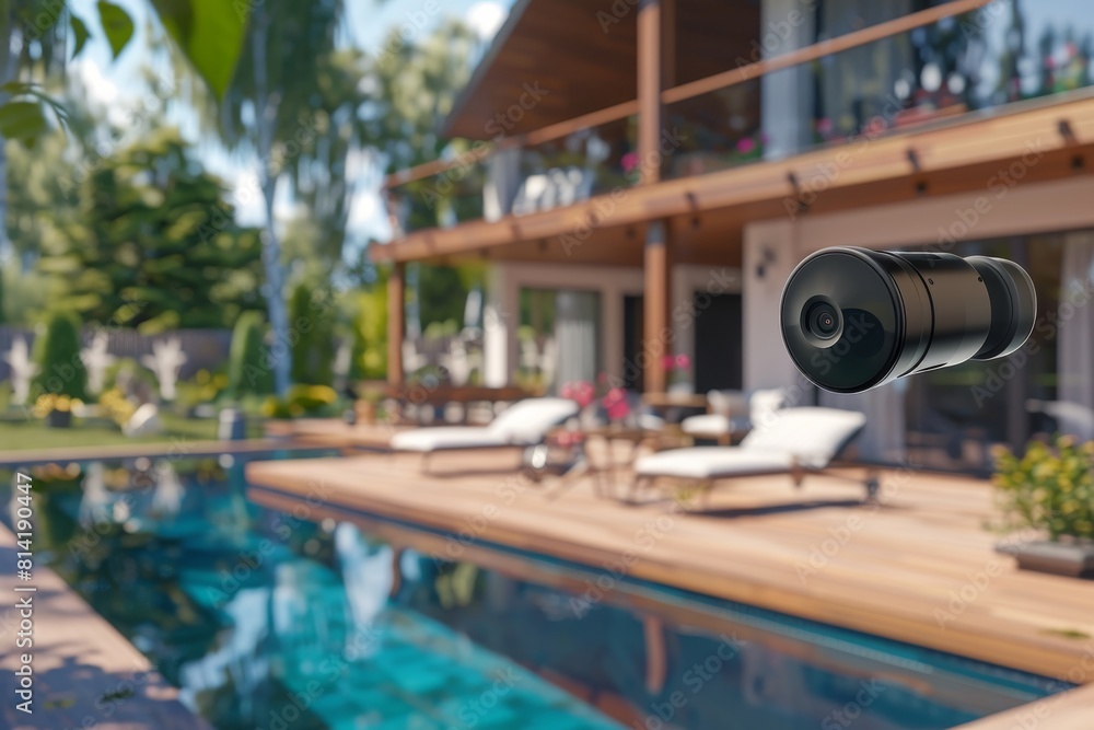 Poster cctv operations in urban environments are managed through smart home technologies and networked secu