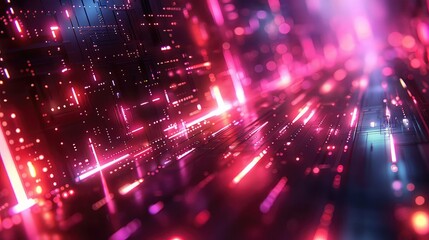 Neon pink geometric lines, glowing, futuristic style, dynamic composition