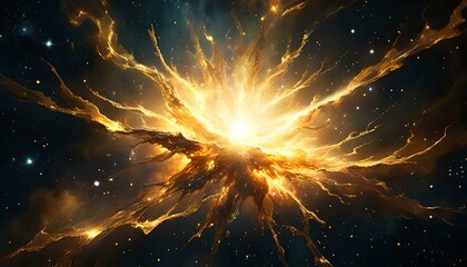 golden cosmic supernova explosion in space