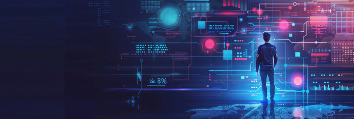 Data science and engineering, digital technology, futuristic tech background