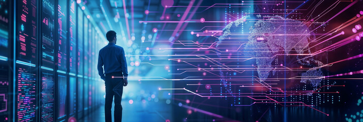 Data science and engineering, digital technology, futuristic tech background