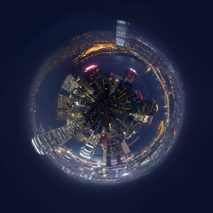 victoria peak , hong kong as a circular panorama creative small planet illustrative photograph