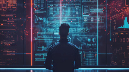 Data science and engineering, digital technology, futuristic tech background