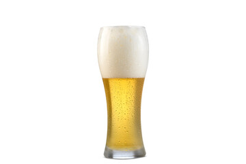 one beer glasse with beer heads, wiezen glass

