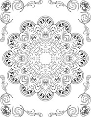 Printable Mandala Coloring Page for Adults. Educational Resources for School for Kids. Adults Coloring Book. Mandala Coloring Activity Worksheet.