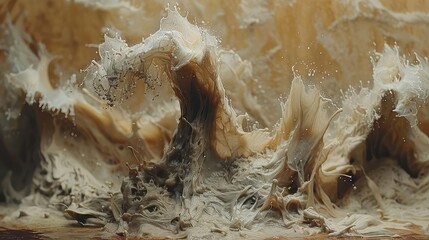 Timelapse of viscous paints blending, slow and deliberate, earth tones, natural aesthetic
