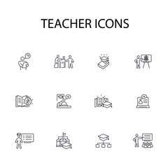 Teacher icon set.vector.Editable stroke.linear style sign for use web design,logo.Symbol illustration.