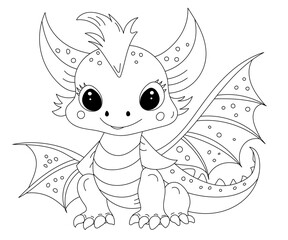 Coloring Page For Kids - Cute Dragon Coloring Book Is An Engaging Activity For Young Ones