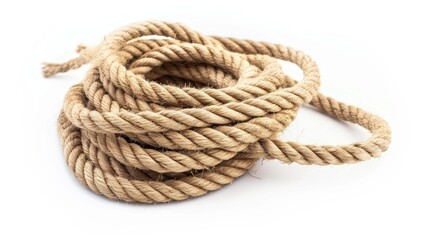 Fototapeta premium Coil rope on white background camping