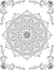 Printable Mandala Coloring Page for Adults. Educational Resources for School for Kids. Adults Coloring Book. Mandala Coloring Activity Worksheet.