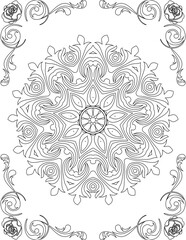 Printable Mandala Coloring Page for Adults. Educational Resources for School for Kids. Adults Coloring Book. Mandala Coloring Activity Worksheet.