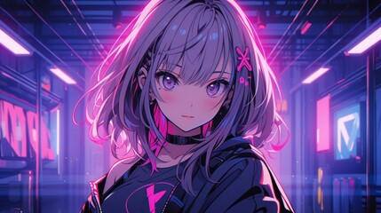 アニメ風の女性イラスト,Generative AI AI画像