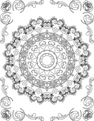 Printable Mandala Coloring Page for Adults. Educational Resources for School for Kids. Adults Coloring Book. Mandala Coloring Activity Worksheet.