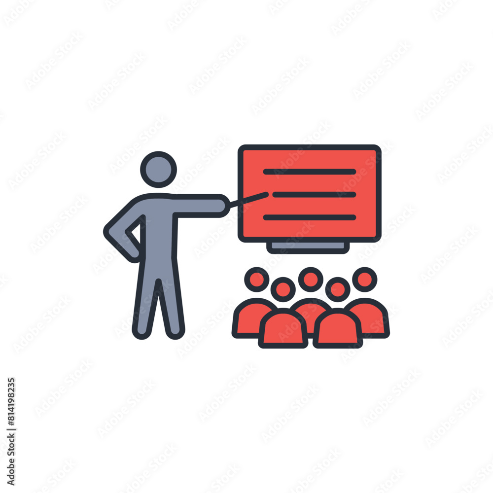 Poster teaching icon. vector.editable stroke.linear style sign for use web design,logo.symbol illustration.