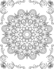 Printable Mandala Coloring Page for Adults. Educational Resources for School for Kids. Adults Coloring Book. Mandala Coloring Activity Worksheet.