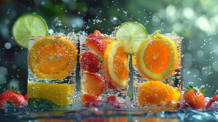 Citrus Splash in Sparkling Water Glasses