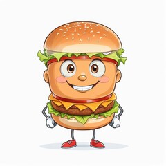 Happy Cheeseburger Character