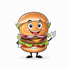Happy Cheeseburger Character