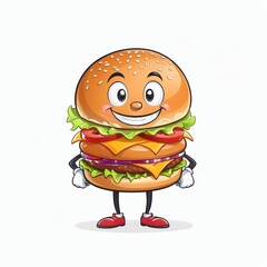 Happy Cheeseburger Character
