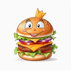 Happy Cheeseburger Character