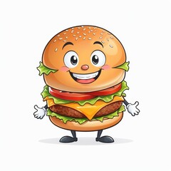 Happy Cheeseburger Character