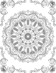 Printable Mandala Coloring Page for Adults. Educational Resources for School for Kids. Adults Coloring Book. Mandala Coloring Activity Worksheet.