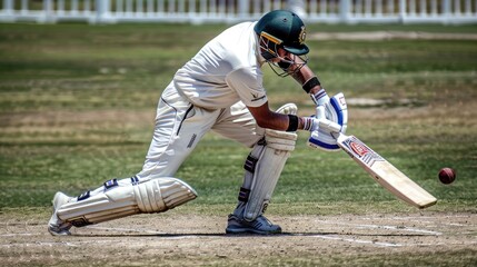 Obraz premium Cricketer on the field in action