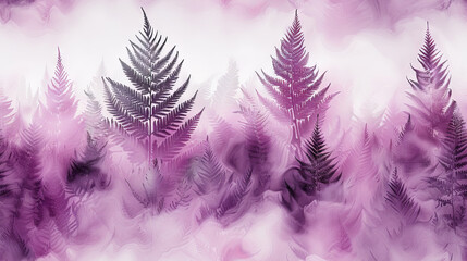 Ethereal Purple Ferns in Abstract Floral Design