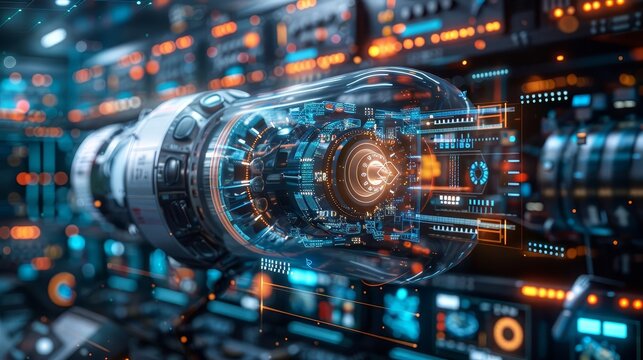Show a digital twin used in aerospace engineering to simulate and analyze the performance of spacecraft components