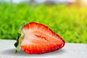 Ripe half of fresh sweet strawberry