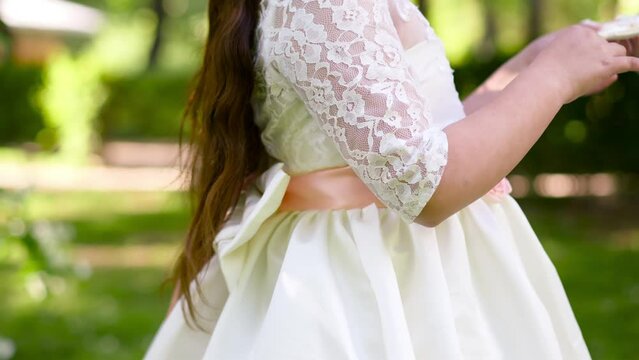 First Communion beautiful girl wearing white dress 2.MOV