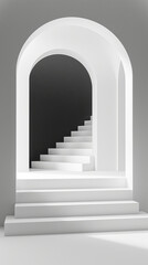 Minimalist White Podium with Dark Background