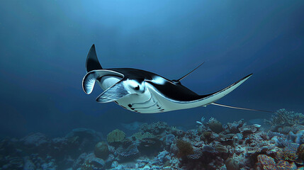 Ethereal Elegance: The Mesmerizing Underside of a Graceful Manta Ray