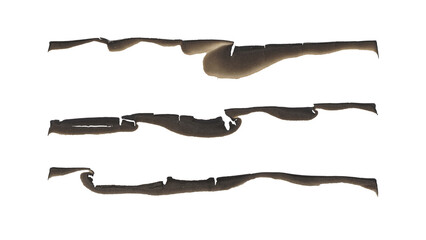 Isolated burned paper edges, set of linears stripes png burnt shapes in vintage olded style for posters, greeting cards, banners in Y2K