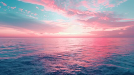 Fototapeta premium Blue sea and pink sky concept beauty of nature