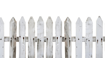 White wooden fence,on white background,cut out
