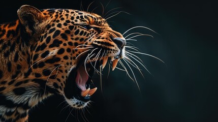 Close-up of a leopard's mouth with 4K wallpaper.