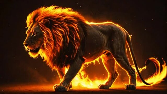 lion in fire
