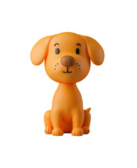 Orange Dog in Toy Style: A Cute 3D Render of a Chibi Cartoon Illustration for Kids, Isolated on Transparent Background, PNG