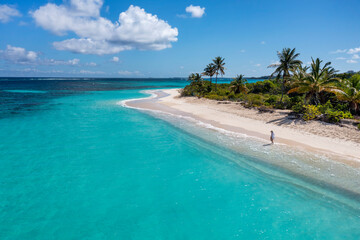 Aerial Woman Shoal Bay Beach Anguilla