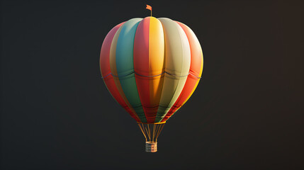 Hot Air Balloon Against Dark Background, Adventure and Freedom Concept