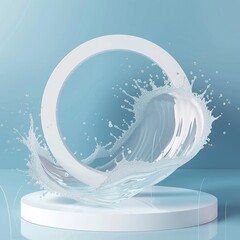 Stock Illustration ID: 2195599121 podium with water splash swirl for product presentation. 3d illustration generative ai
